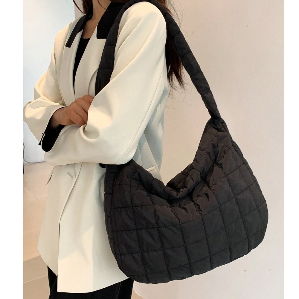 Luxe Quilted Puffer Messenger Shoulder Crossbody Travel Bag - Picture 13 of 14